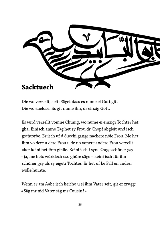 Beispielseite mit Kalligrafie (S. 28)